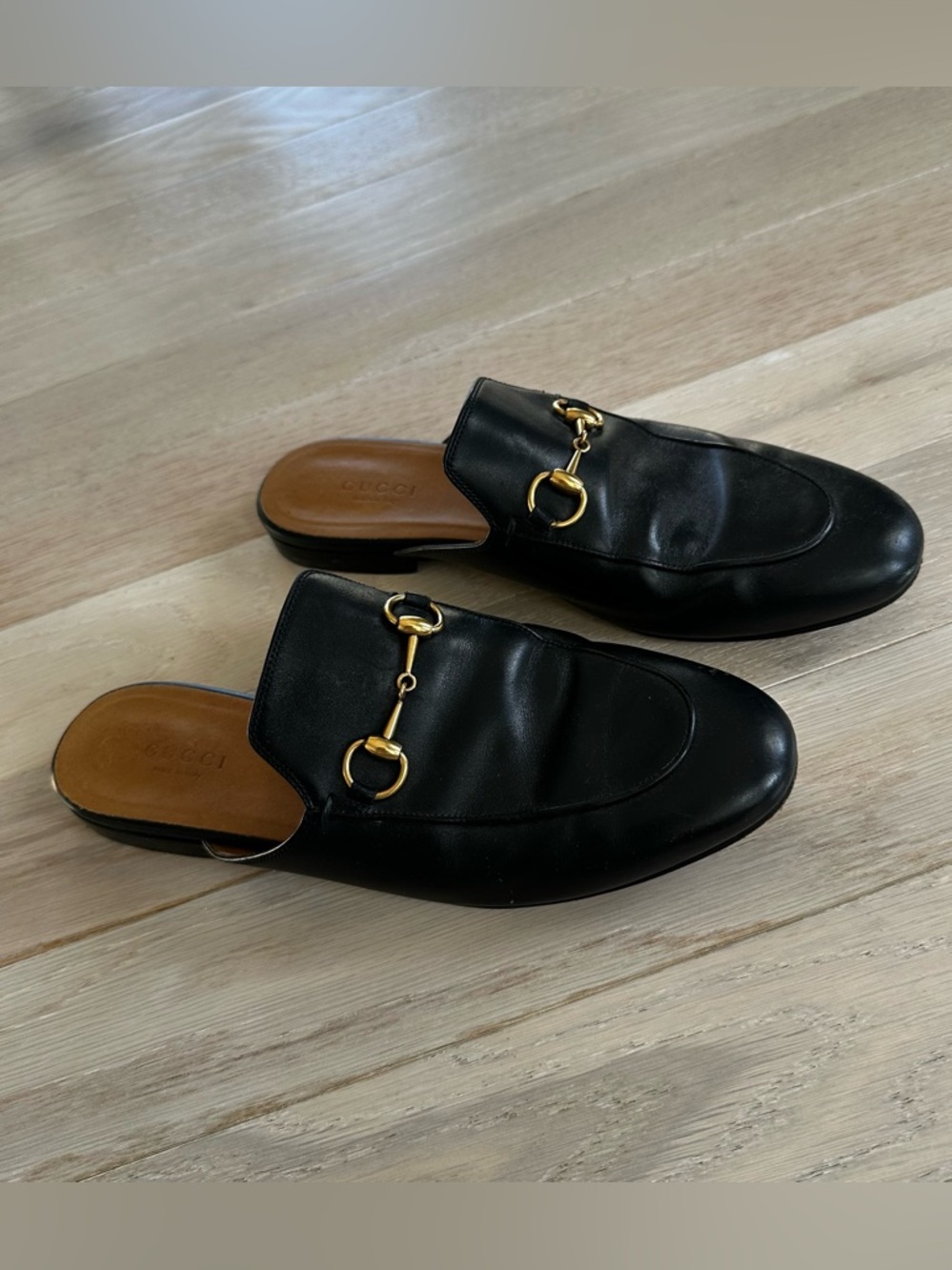 Gucci Princetown Horsebit Leather Flat Mules Black